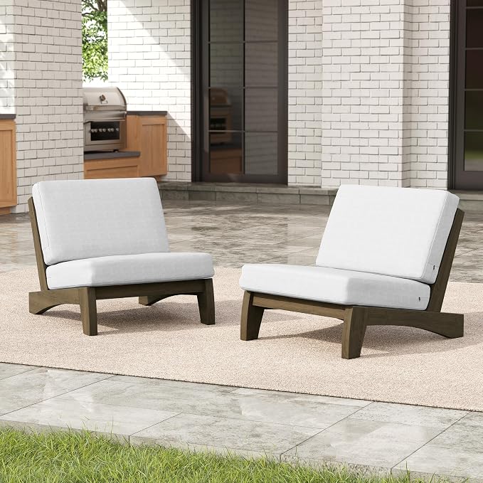 Pia Ricoo 4 Piece Patio Furniture Sets, Outdoor Loveseat Sofa Set with 2 Chairs & Coffee Table, Patio Conversation Set for Backyard, Deck, Lawn, Beige