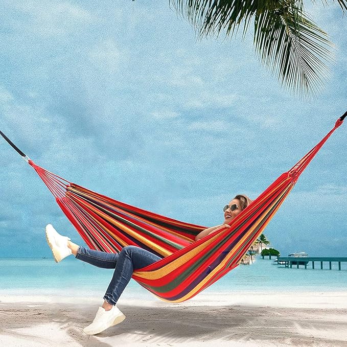 Hanging Durable Camping Hammock, Colorful Multifunctional Lightweight Hammocks, Portable Hammock Swing with Travel Bag, for Camping Garden Beach (Color : B, Size : 210x150cm)