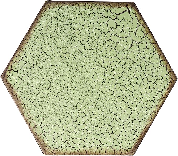 Merax Iron Patio Side Table with Sunburst Cut Out Design 12"x18.5" Outdoor End Table Hexahedron Accent Table (Green)