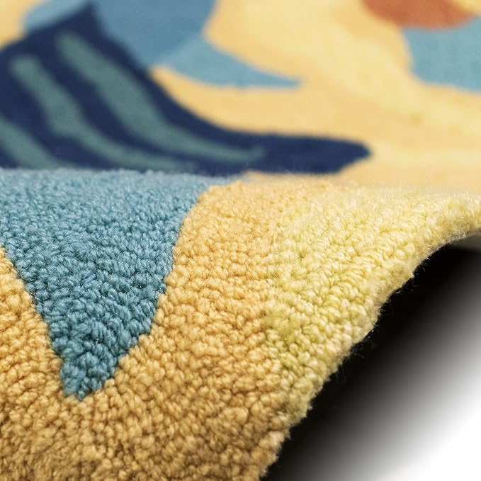 Liora Manne Ravella Coastal Ocean View Indoor/Outdoor Round Rug, 5', Blue and Multi