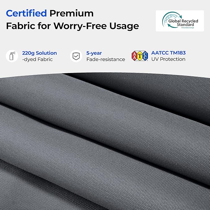 HOMSHADE 9FT 3-Tiers Outdoor Patio Umbrella with 5-Year Fade Resistant,Vented Outdoor Commercial Market Umbrella with UPF50+ UV Protection & Push Button Tilt and Crank for Pool,Backyard(Grey)