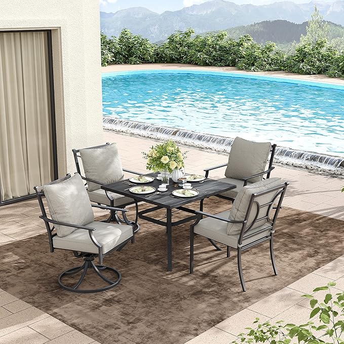 Grand patio Outdoor Patio Dining Set 2 Swivel Dining Chairs Outdoor Furniture Set with Olefin Cushions, Grey