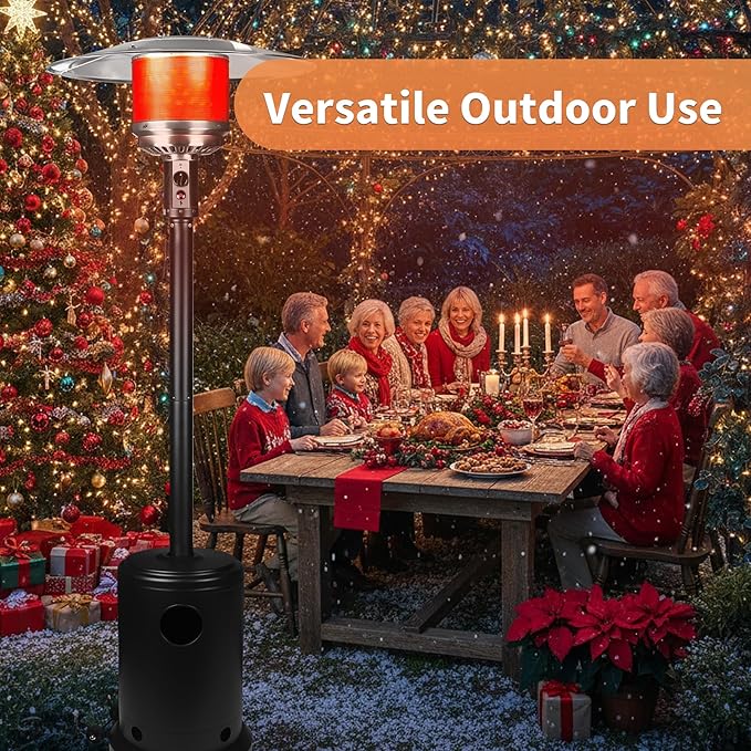 48,000 BTU Propane Patio Heater with Wheels – Outdoor Gas Heater for Backyard, Garden & Restaurant, Powder-Coated Steel Body with Easy Ignition & Safety Shut-Off