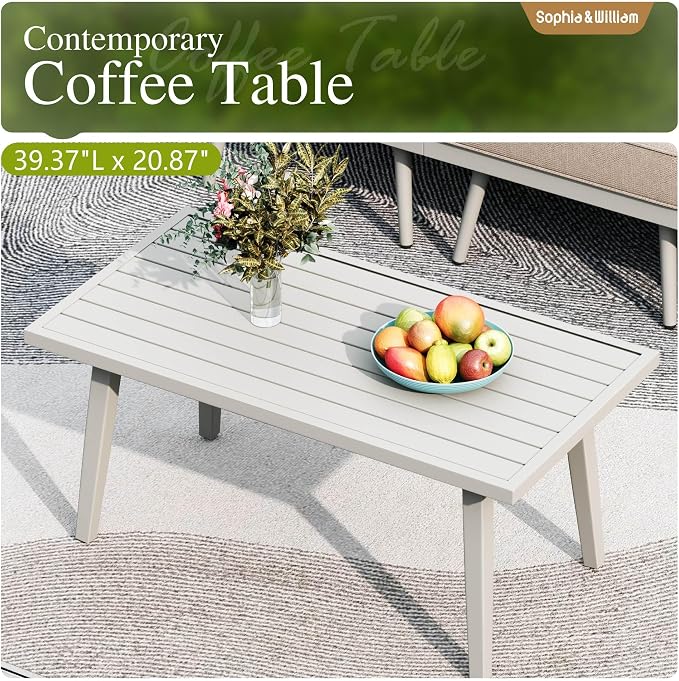 Sophia & William 8-Piece Patio Furniture Set, Outdoor Sectional Furniture with Classic Rope PE Rattan and Coffee Table, All-Weather Conversation Set with Anti-Rust Frame and Olefin Cushions