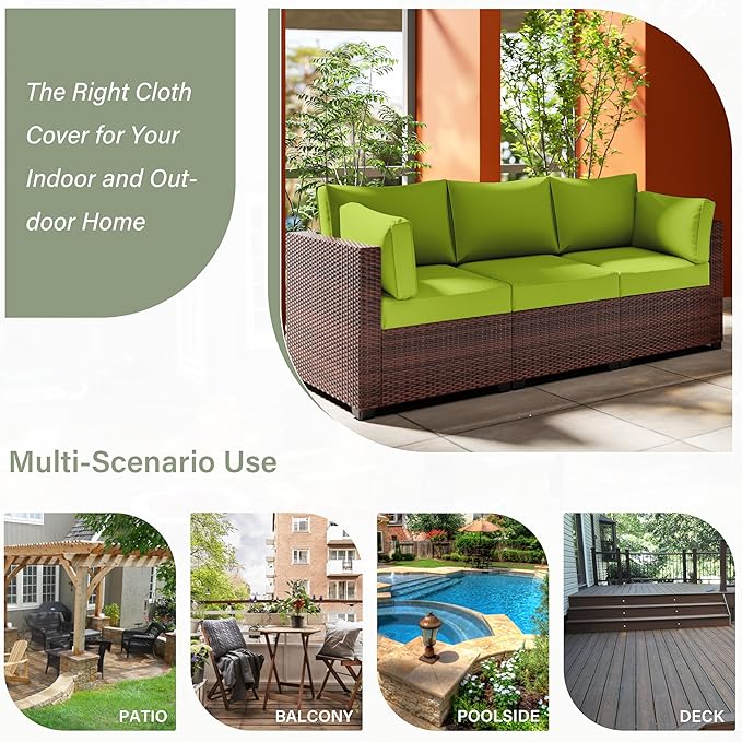 8 pcs Outdoor Cushion Slipcovers Outdoor Patio Cushions Covers Replacement Waterproof with Zipper w/3 Seat Cushion Covers and 5 Backrest Pillow Covers, Covers Only