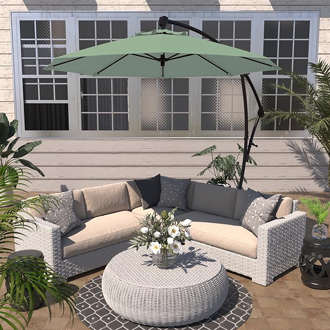 California Umbrella 9-Foot Offset Cantilever Patio Umbrella Infinite Tilt