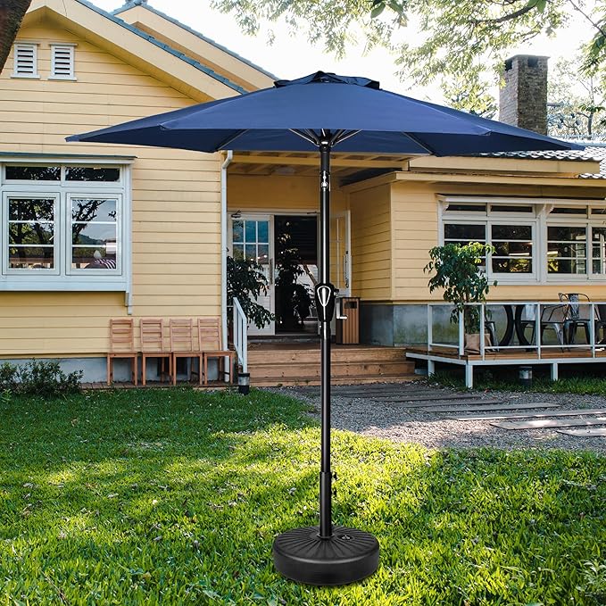 HealSmart 7.5ft Patio Umbrella with Push Button Tilt/Crank, Outdoor Table Market Yard Umbrella, 6 Sturdy Ribs for Garden, Deck, Backyard, Pool