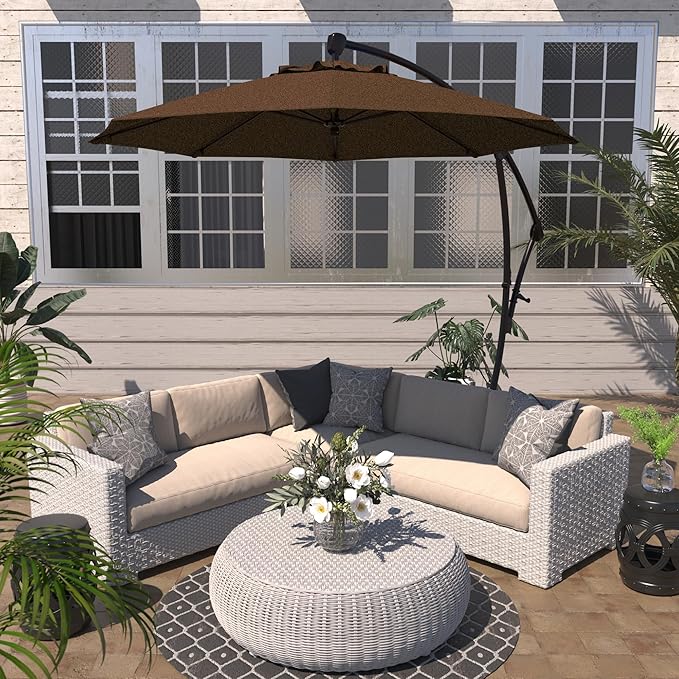 California Umbrella 9-Foot Offset Cantilever Patio Umbrella Infinite Tilt