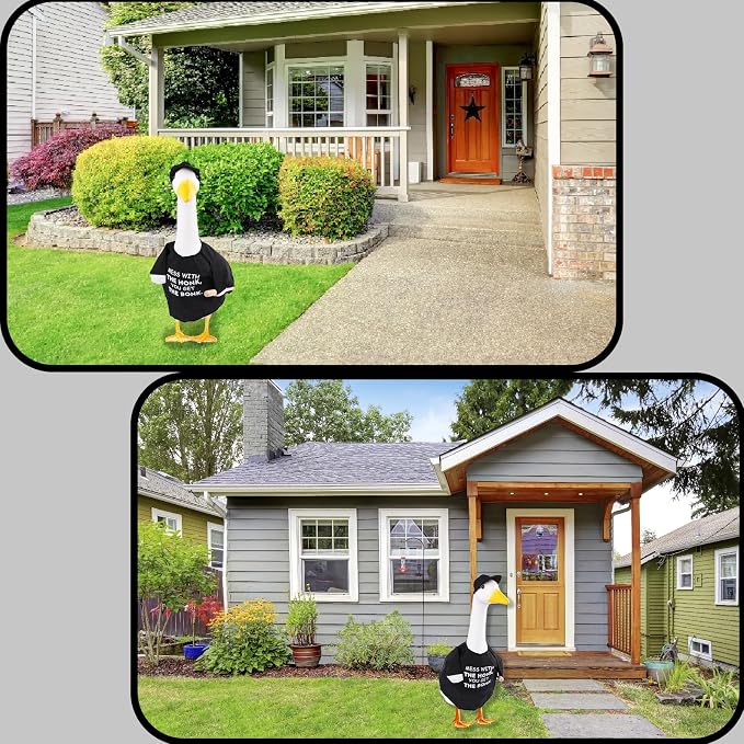 Porch Goose Outfit Costume Mess with The Honk You Get The Bonk Baseball Goose Clothes with Wood Bat Warning Porch Sign for Plastic Cement Goose Statue Garden Lawn Yard Patio Outdoor Decor