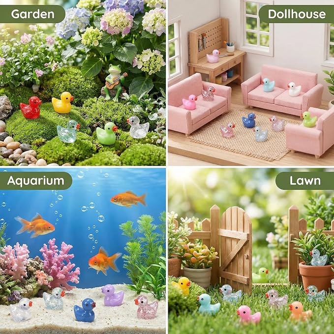 85 Pcs Mini Ducks Tiny Resin Ducks Glitter Little Animals Figurines Bulk for Micro Landscape Aquarium Ornaments Kit Dollhouse Decor Crafts Garden Accessories