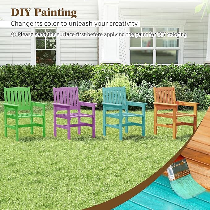 Tangkula 7-Piece Patio Wood Dining Table Set, Outdoor Rectangular Table and 6 Armchairs with 2" Umbrella Hole, Outside Furniture Set for Backyard, Poolside, Garden and Lawn