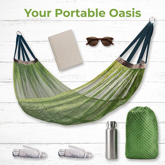 Haimoro Portable Outdoor Mesh Hammock | Includes Carry Bag, Carabiners Included