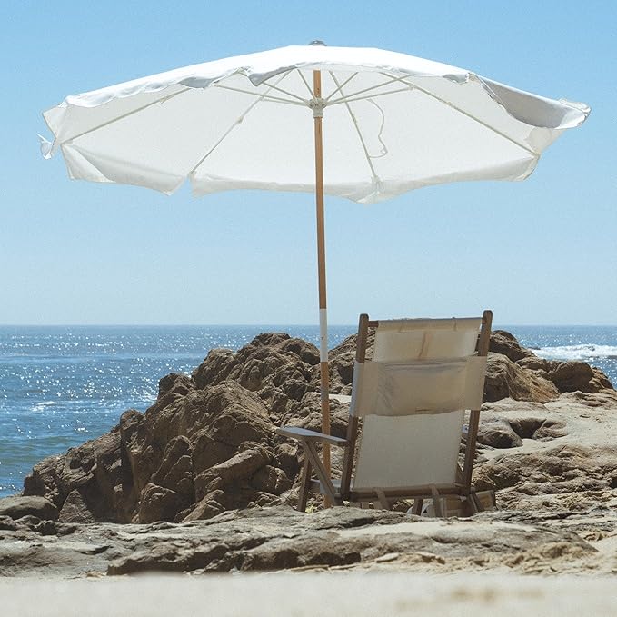 Business & Pleasure Co. Amalfi Umbrella - 7.2' Boho Beach Umbrella - Sturdy Yet Lightweight - UPF 50+ UV-Resistant Canvas