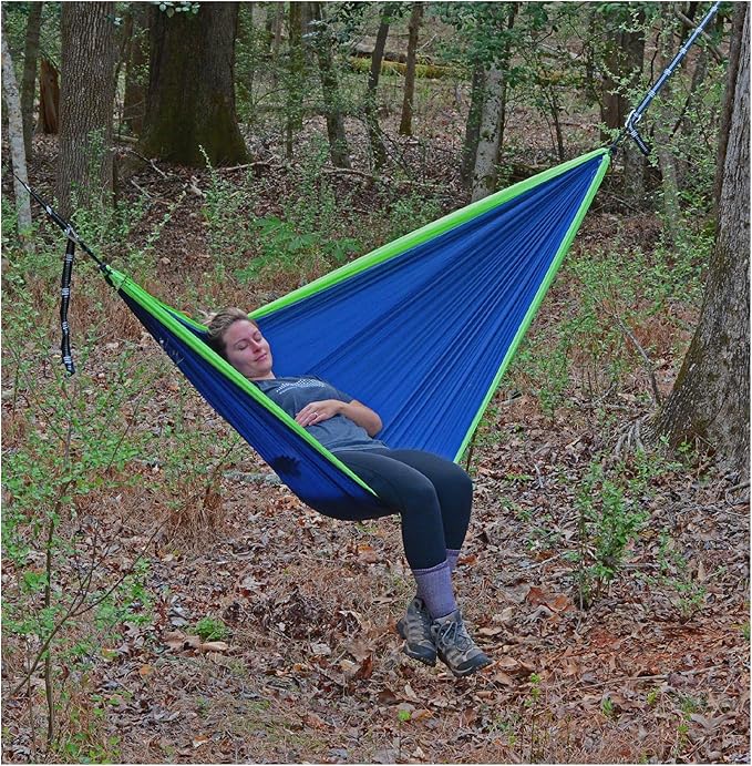118" Green and Blue Polyester Traveler Camping Hammock