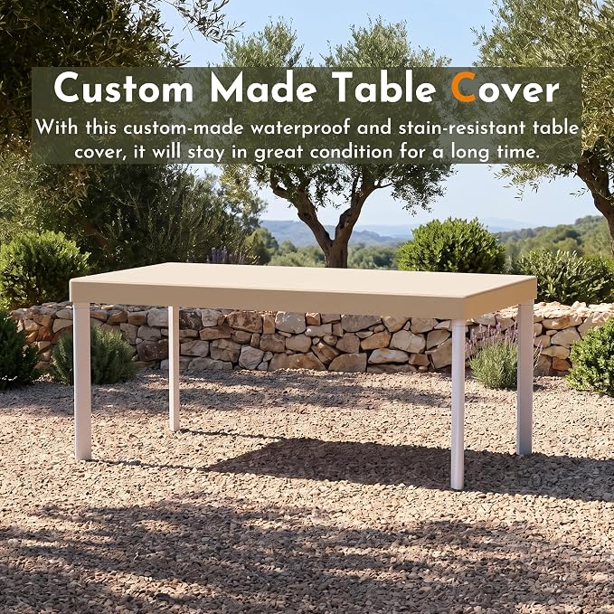 Modern Shade Cavo 67" All-Aluminum Outdoor Patio Dining Table, Minimalist Aluminum Patio Table with Elegant Easy-Clean Surface, Weather-Resistant Outdoor Dining Table for Garden, Indoor, White