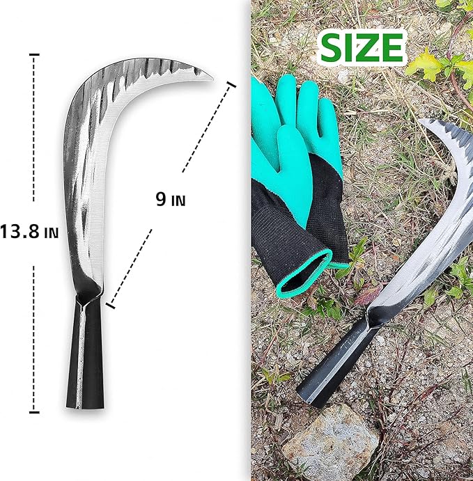 Sickle Machete Yard Tool Set, Sickle Garden Tool with 9 inch High Carbon Steel Blade, Heavy Duty Machetes for Cutting Trees and Yard Work, Gardening, Landscaping,Farming,Harvest Knife