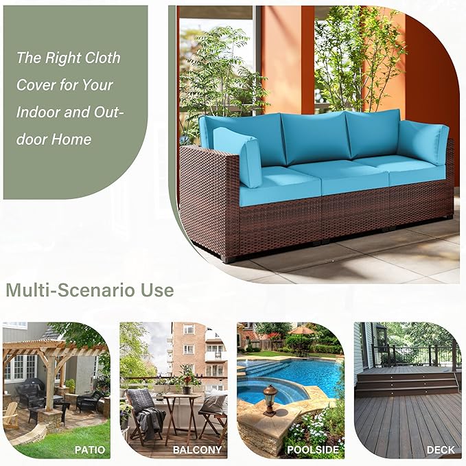 8 pcs Outdoor Cushion Slipcovers Outdoor Patio Cushions Covers Replacement Waterproof with Zipper w/3 Seat Cushion Covers and 5 Backrest Pillow Covers, Covers Only