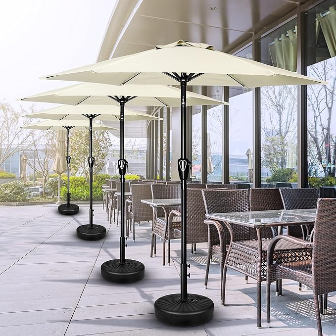 Simple Deluxe 2 Pack 9ft Patio Umbrella Outdoor Table Market Umbrella, 8 Sturdy Ribs for Garden, Deck, Backyard, Pool, Creamy White