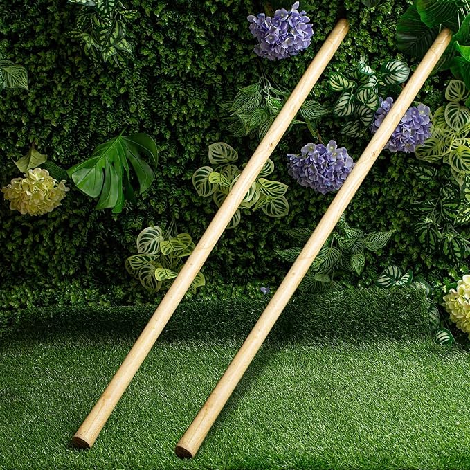 Lasnten 2 Pcs Solid Wood Replacement Handle for Round Eye Hoe 54 Inches/ 137 cm Grub Hoe Handle for Garden Shovel Tool Digging Spading Fork Rake Gardening Weeding, natural