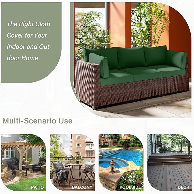 8 pcs Outdoor Cushion Slipcovers Outdoor Patio Cushions Covers Replacement Waterproof with Zipper w/3 Seat Cushion Covers and 5 Backrest Pillow Covers, Covers Only