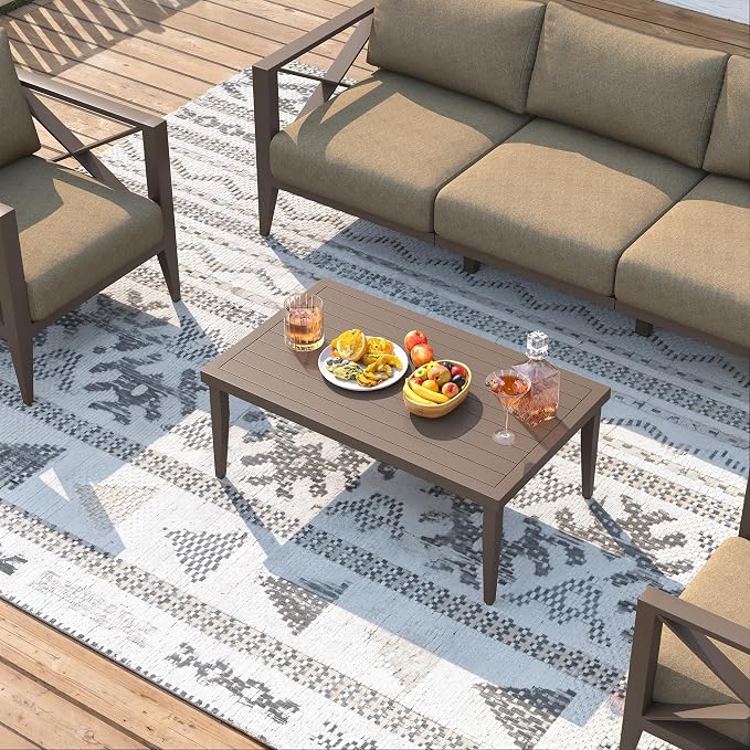 Patio Sectional Sofa Set 9 Seat Outdoor Conversation Set with Cushions, Aluminum Patio Furniture for Backyard Deck Garden Seating