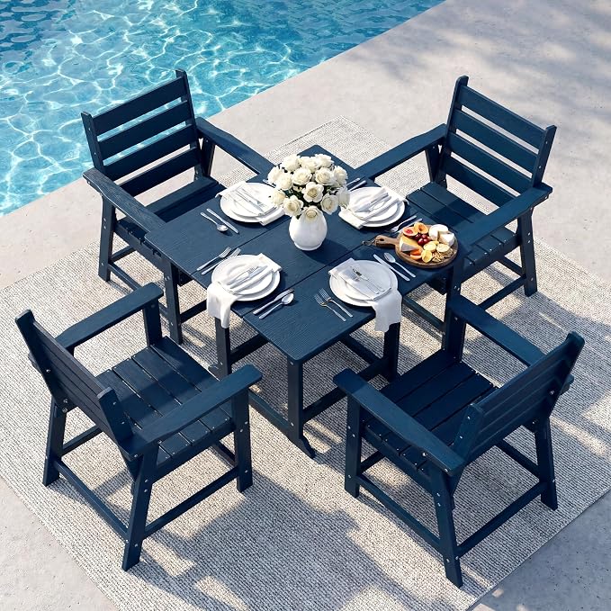 HDPE Dining Chair, Navy Blue, Set of 2