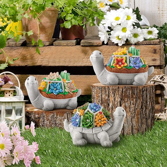 LESES Turtle Garden Decor for Outside Solar Statue Outdoor Clearance, Cute Turtle Solar Statues with LED Lights Lawn Ornaments Decorations for Patio Yard Birthday Gifts