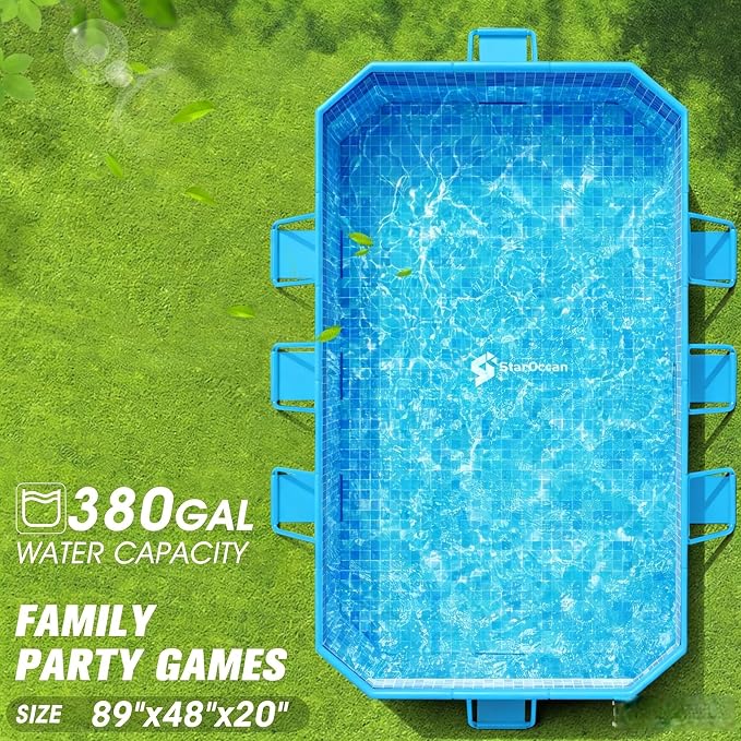 StarOcean 2026 Foldable Pool, Large Non-Inflatable Swimming Pool for Kids,Adult Collapsible Pools Hard Plastic Shell, Oversized Thickened,Portable Folding Kids Pools for Backyard 89"x48"x20"-Dark Blue