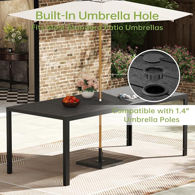 PIZZELLO 9 Piece Patio Dining Set with 8 Outdoor Swivel Dining Chairs and 83" Rectangular Dining Table, All Weather Textilene Patio Chair and Metal Table for Deck Lawn Garden