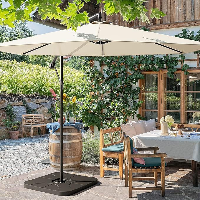 Greesum 9FT Patio Umbrella, Outdoor Table Umbrella with Push Button Tilt, Crank and 8 Sturdy Ribs for Garden, Lawn, Backyard & Pool