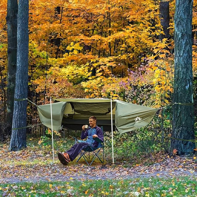 Night Cat Flat Lay Hammock Tent with Trekking Poles for 1 Person Flat Lay Hammock Tent Combo Set