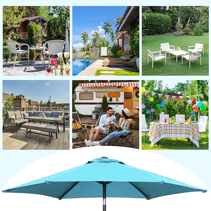 7.5FT Patio Umbrella, Outdoor Table Umbrella, Market Umbrella with Push Button Tilt and Crank for Garden, Lawn, Deck, Backyard & Pool