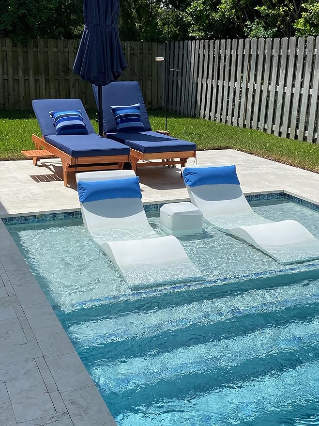 Aqua Outdoors in-Pool Side Table Large for 10-14 in. of Water - Outdoor Patio Side Table - All Weather Durable - No Rust (Classic White)