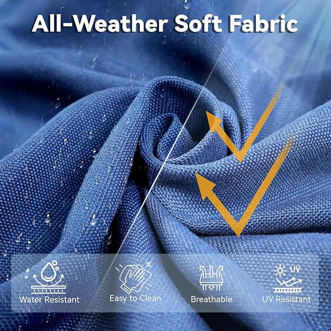 4 PCS Patio Swivel Rocking Chairs Set, Outdoor Wicker Furniture with 4-Inch Thick Olefin Cushions, 300 lbs Capacity Swivel Rocker Chairs with Curved Armrests for Garden, Porch, Backyard, Blue