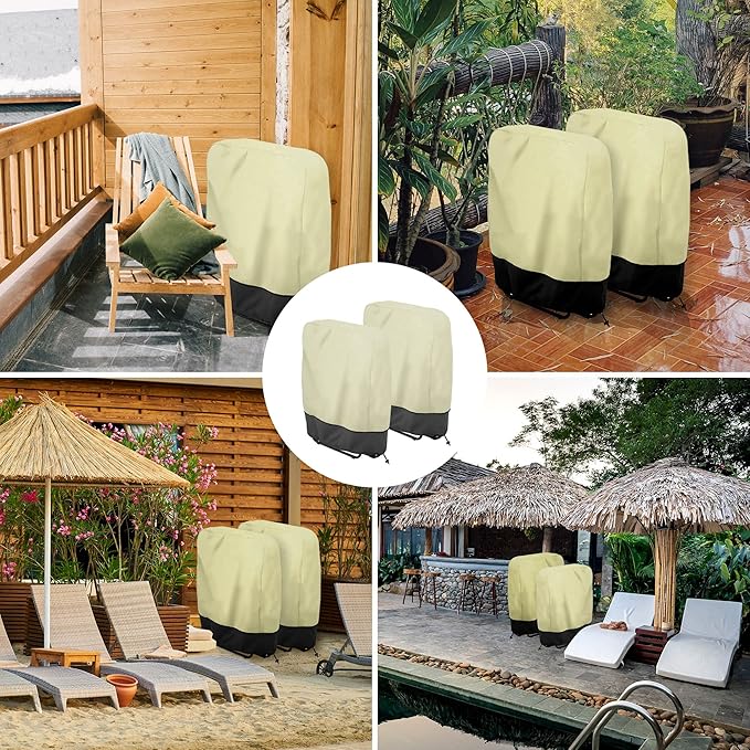 2Pcs Zero Gravity Chair Cover, Waterproof Outdoor Folding Chair Covers, Dustproof Lawn Patio Furniture Covers with Storage Bag(28''L x 43''H)