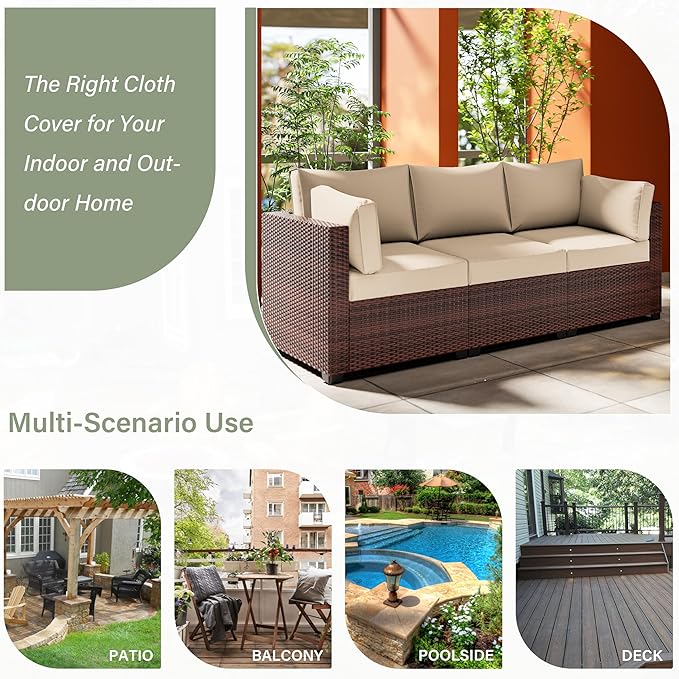 8 pcs Outdoor Cushion Slipcovers Outdoor Patio Cushions Covers Replacement Waterproof with Zipper w/3 Seat Cushion Covers and 5 Backrest Pillow Covers, Covers Only