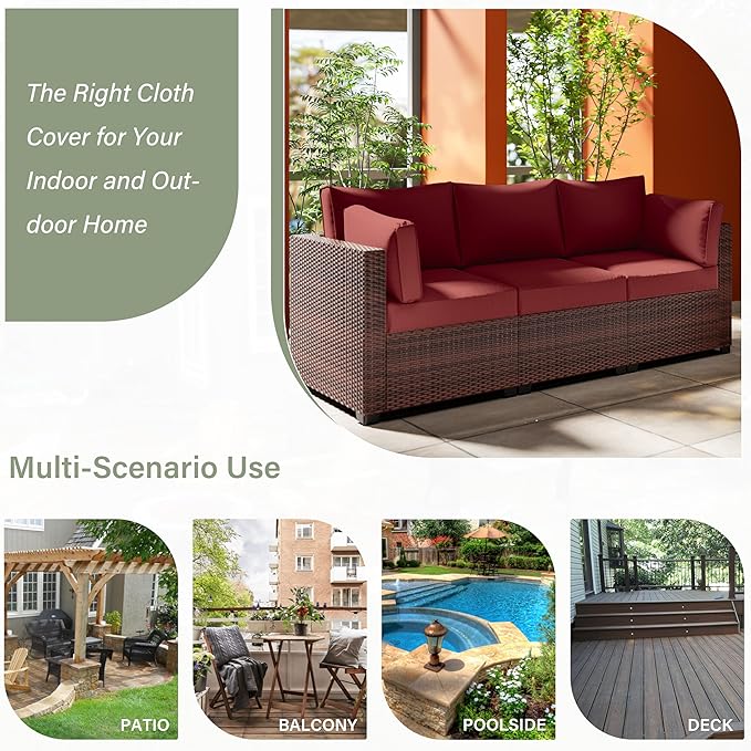 8 pcs Outdoor Cushion Slipcovers Outdoor Patio Cushions Covers Replacement Waterproof with Zipper w/3 Seat Cushion Covers and 5 Backrest Pillow Covers, Covers Only
