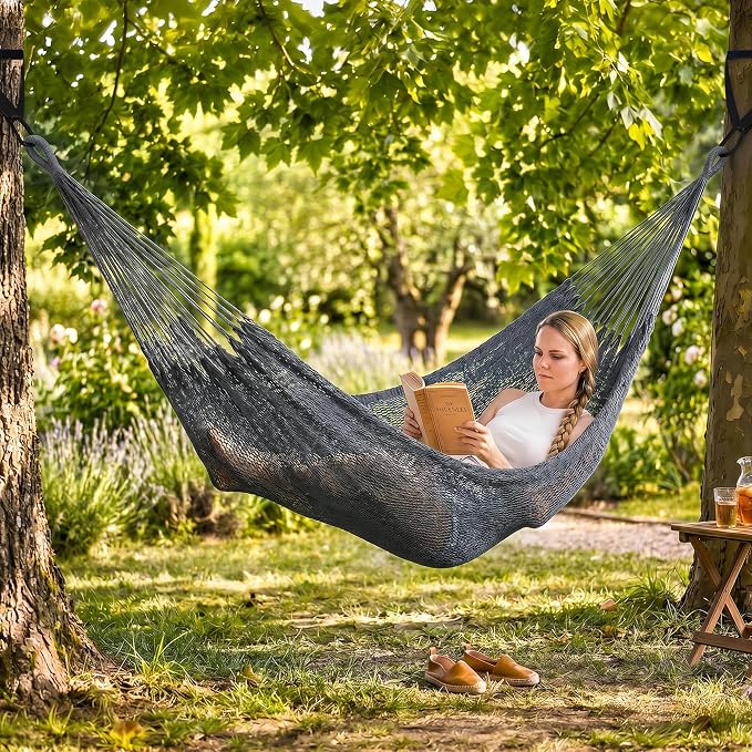 SUNCREAT Hammocks Outdoor Hammock Swing, Extra Large Hammock Heavy Duty, Gray