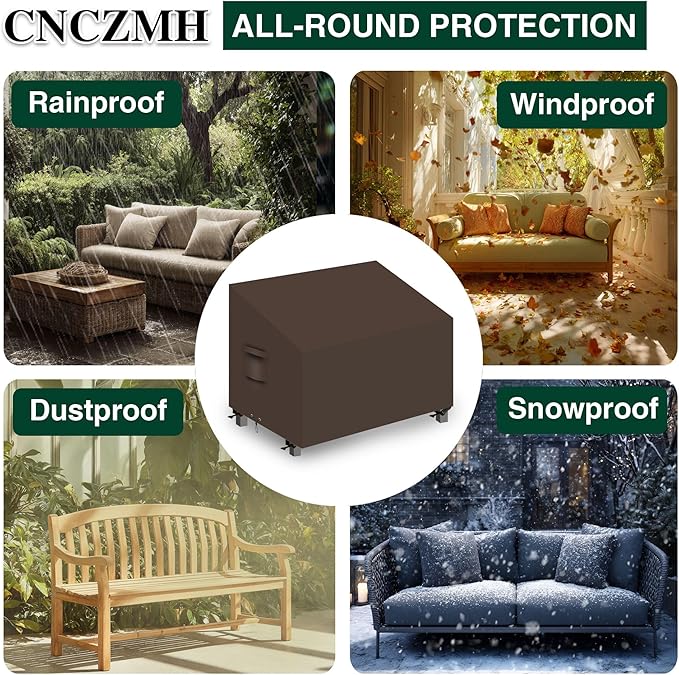 Heavy Duty Patio Sofa Covers Waterproof, Outdoor 3-Seater Couch Cover Waterproof, 600D Outdoor 2-Seater Loveseat Furniture Covers with Air Vent Handle 58''W x 40''D x 24''H/ 35''H Brown