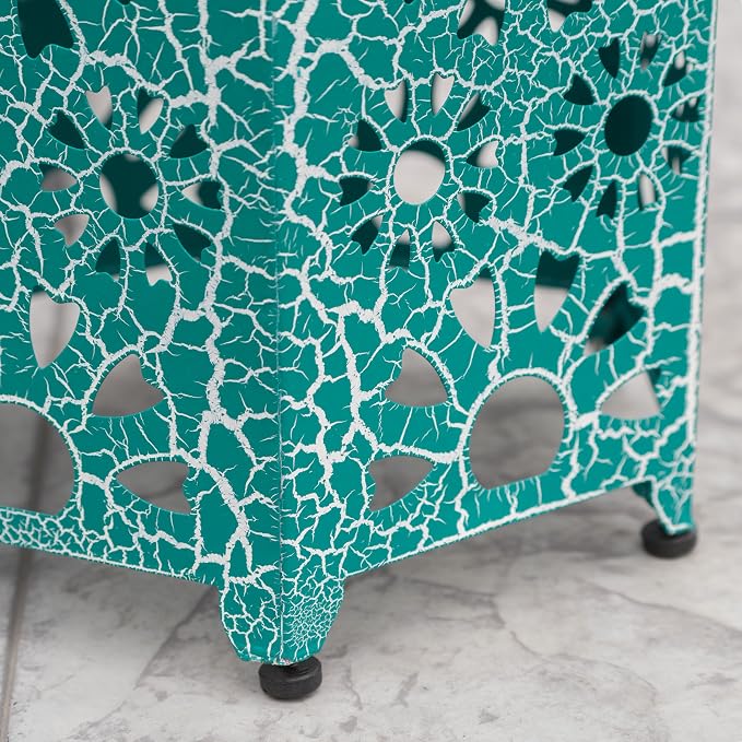 Christopher Knight Home Eliana Outdoor 12" Sunburst Iron Side Table, Crackle Teal