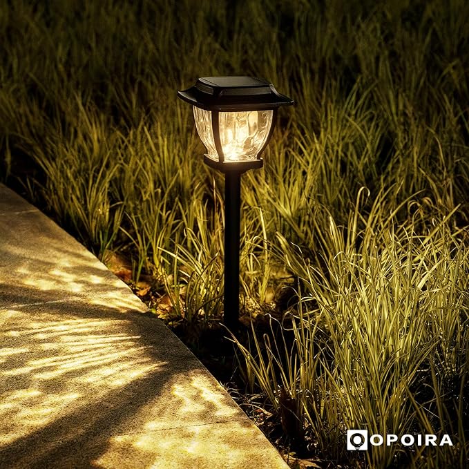 Solar Pathway Lights, Super Bright Solar Lights Outdoor Waterproof, Glass Solar Garden LED Lights, Landscape Lighting Decorative for Path, Yard, Patio, Walkway, Driveway,Slate Black(1 Pack)