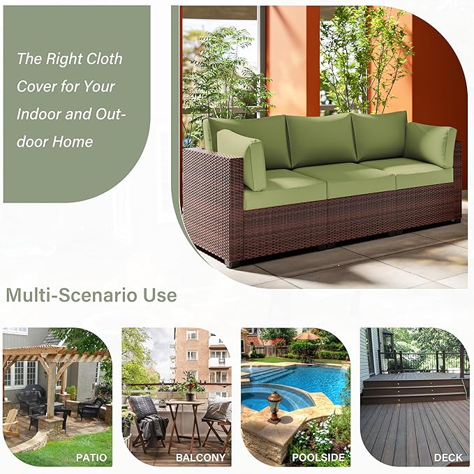 8 pcs Outdoor Cushion Slipcovers Outdoor Patio Cushions Covers Replacement Waterproof with Zipper w/3 Seat Cushion Covers and 5 Backrest Pillow Covers, Covers Only