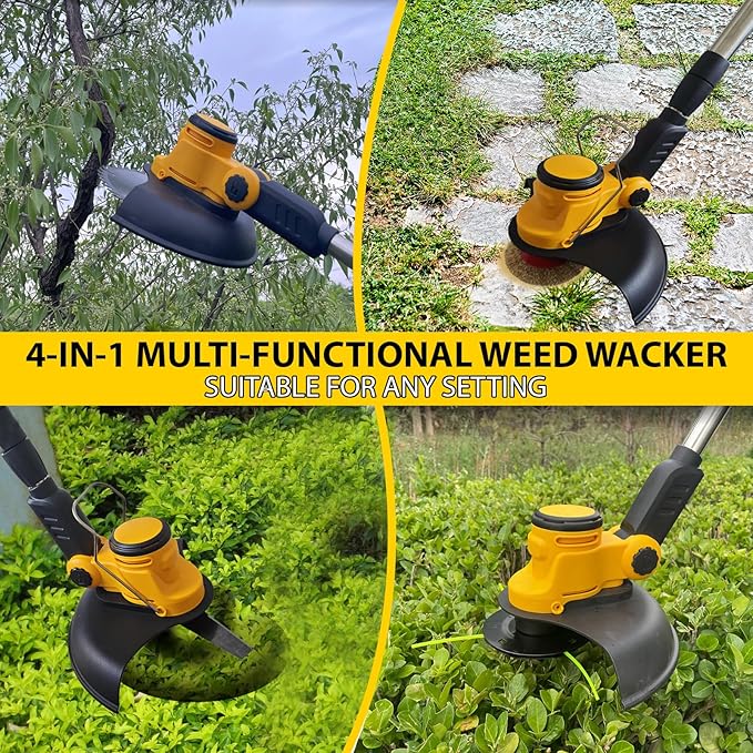 Cordless Weed Wacker for Dewalt 20V MAX Battery(No Batteries), 12 in Electric Weed Eater, 4 in 1 Cordless String Trimme/Edger/Brush Cutter, for Lawn & Garden & Brush Trimming(Tool only)