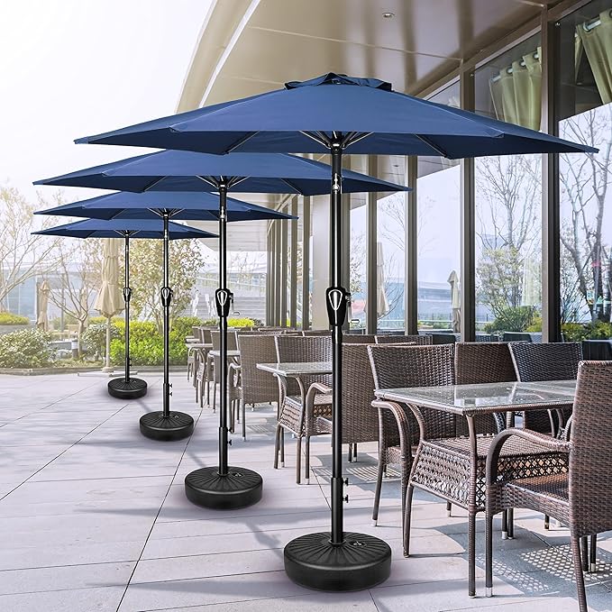 Simple Deluxe 7.5' Patio Umbrella Outdoor Table Market Yard Umbrella with 6 Sturdy Ribs for Backyard, Pool, Garden, Deck, Blue