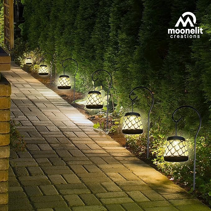 MCSSLNT Solar LED Stake Lantern with Shepherd Hook, Waterproof Solar-Powered Lighting, Decor for Gardens, Pathways & Patios