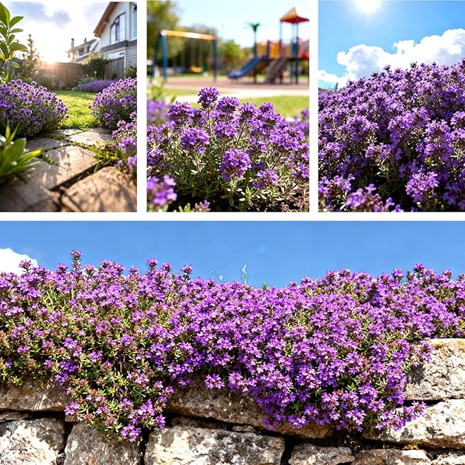 20000+pcs Creeping Thyme Seeds for Planting, Perennial Ground Cover Plants Flowers Seeds Fragrant Herb Seeds for Lawns & Paths Garden