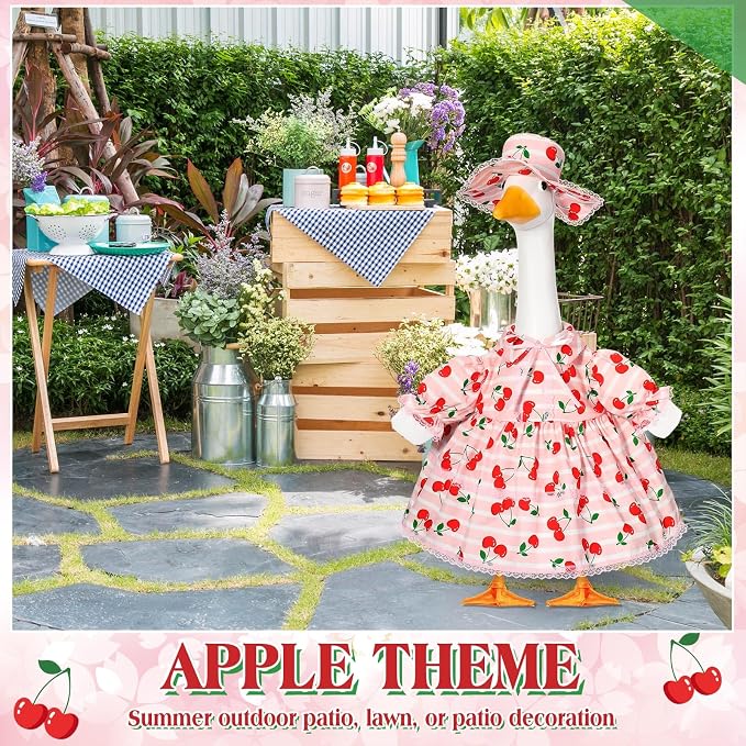 FuWeave Fall Porch Goose Outfit for Lawn Decor | Fits 23"/17" Lawn Plastic/Cement Statue Goose Costume Dress for Front Outdoor Courtyard Garden Patio Yard Decoration