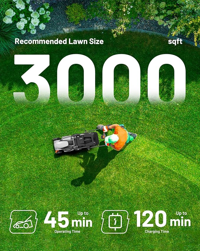 Litheli 14 Inch Cordless Lawn Mower 8.0Ah Battery Powered, Brushless Motor Push Mower, 5 Position Height Adjustment 25 65mm, 9 Gallon Grass Collection Bag, Lightweight for Mid Sized Yards