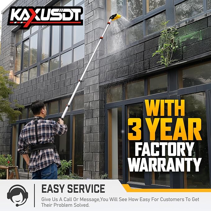 24FT Telescoping Pressure Washer Extension Wand, ππππ ππ©π π«ππππ High Power Washer Wand Extension Pole with Support Belt & 3 Wand, 7 Spray Nozzle Tips, 4000PSI, Gutter Cleaning Tools