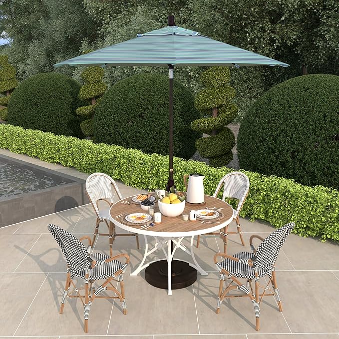 California Umbrella 7.5' Round Crank Lift, Collar Tilt, Aluminum Pole, Fiberglass Rib Patio Umbrella, Bronze Finish